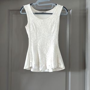Peplum & Lace Blouse, Cream size S